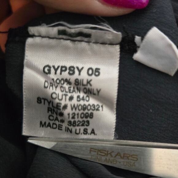 Gypsy 05 Made in Hollywood 100% Silk Black Peace Tie Waist Women's Jumpsuit XS - Picture 5 of 6